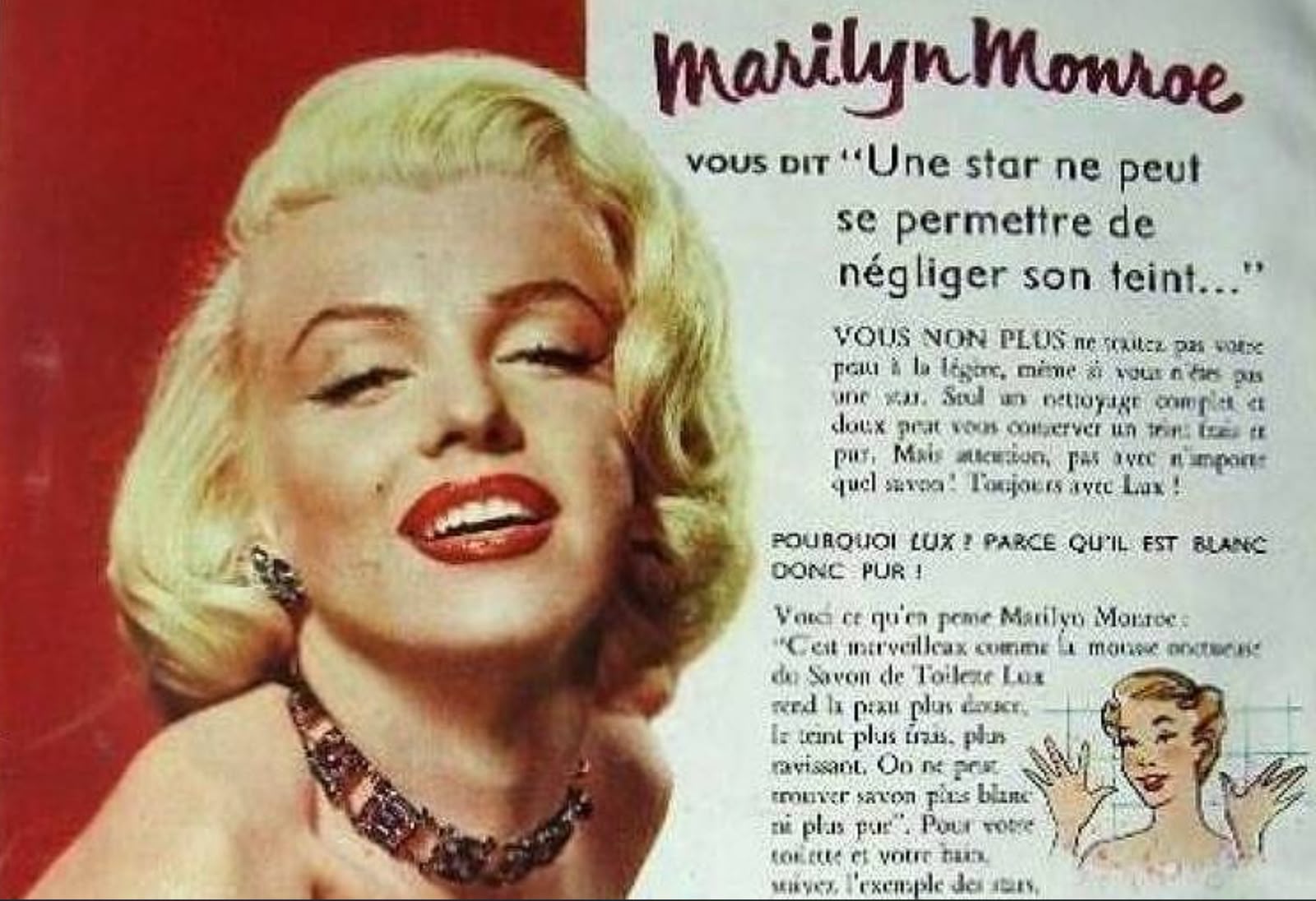 Propaganda do sabonete Lux estrelada por Marilyn Monroe